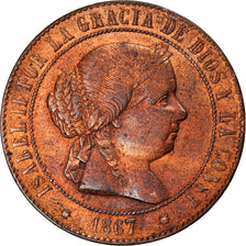 Coin, Spain, Isabel II, 5 Centimos, 1867, Sevilla, EF(40-45), Copper, KM:635.5