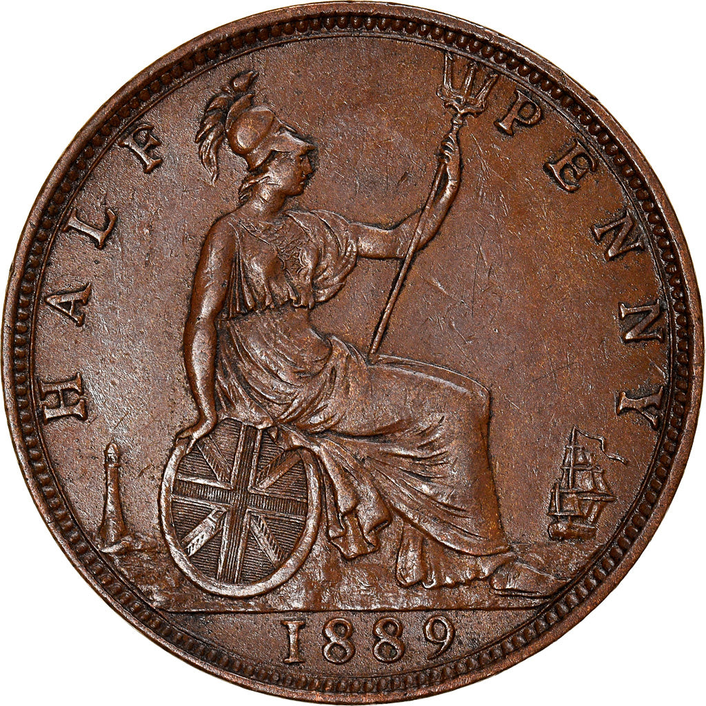 Munten, Groot Bretagne, Victoria, 1/2 Penny, 1889, London, ZF+, Bronze, KM:754
