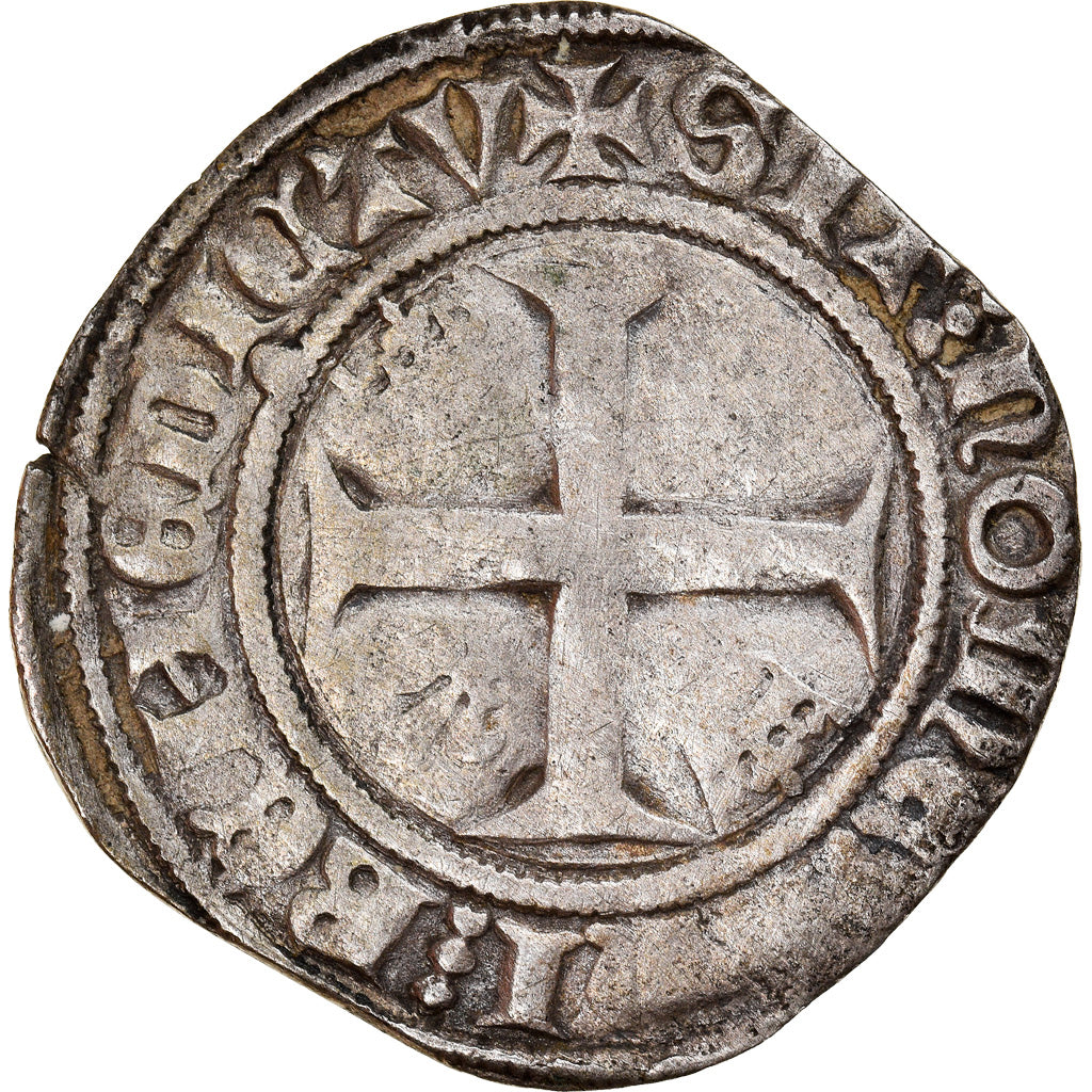 Moneta, Francja, Charles VI, Blanc Guénar, Tournai, VF(30-35), Bilon