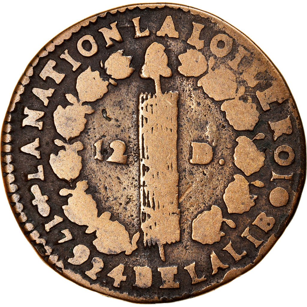 Coin, France, Louis XVI, 12 deniers françois, 12 Deniers, 1792, Perpignan