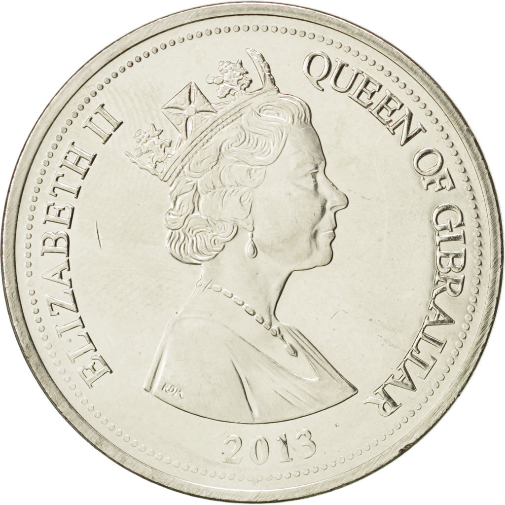 Gibraltar, 3 Pounds, 2013, KM #New, MS(63), Nickel plated steel, 11.99