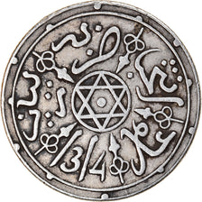 Coin, Morocco, 'Abd al-Aziz, Dirham, 1896/AH1314, Paris, AU(50-53), Silver