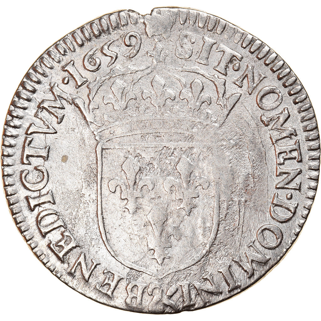 Coin, France, Louis XIV, 1/12 Écu à la mèche longue, 1/12 ECU, 10 Sols, 1659