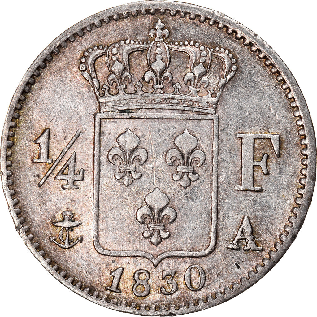 Coin, France, Charles X, 1/4 Franc, 1830, Paris, AU(55-58), Silver, KM:722.1