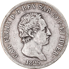 Monnaie, États italiens, SARDINIA, Carlo Felice, 5 Lire, 1825, Torino, TB+