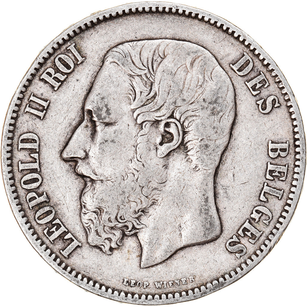 Coin, Belgium, Leopold II, 5 Francs, 5 Frank, 1869, VF(30-35), Silver, KM:24