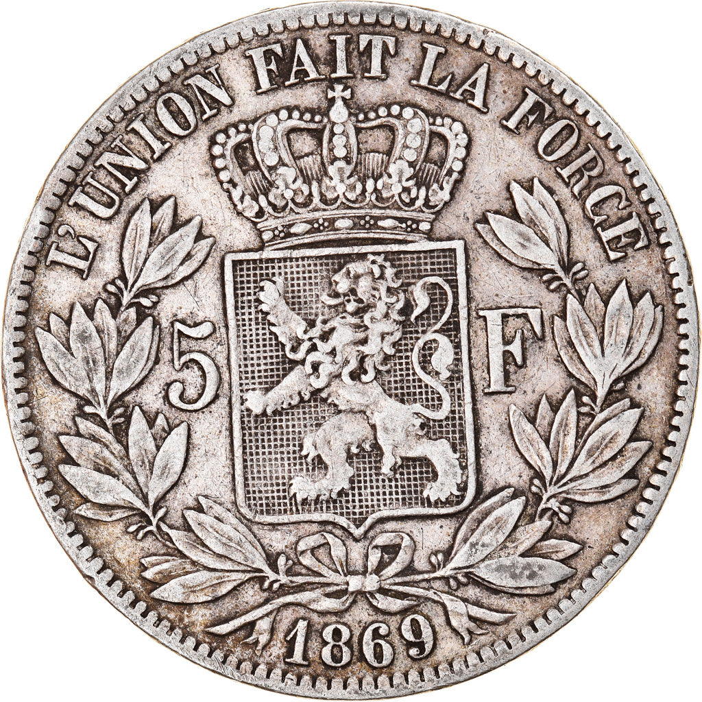 Coin, Belgium, Leopold II, 5 Francs, 5 Frank, 1869, EF(40-45), Silver, KM:24