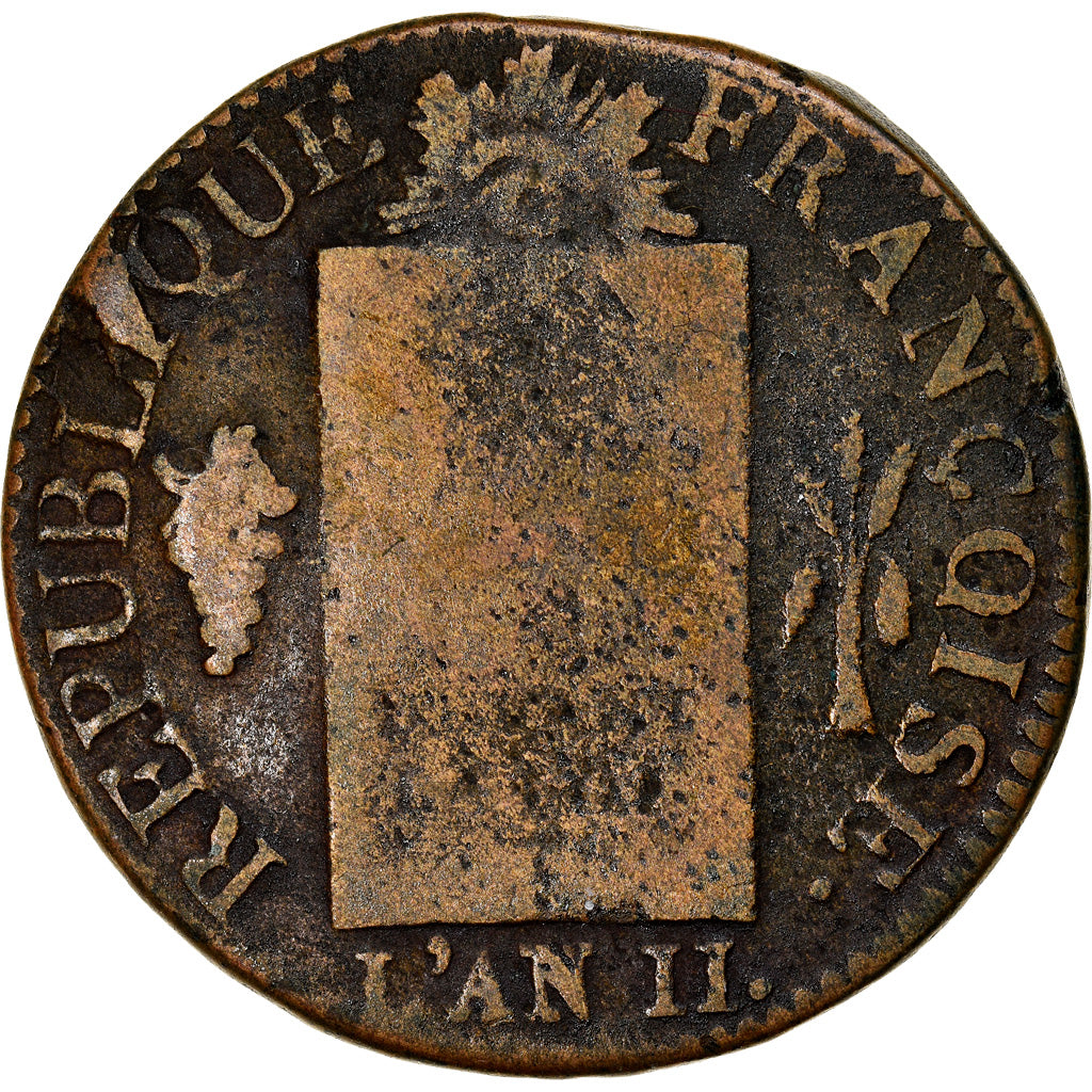 Moneta, Francia, Sol aux balances françoise, Sol, 1793, Metz, B+, Bronzo