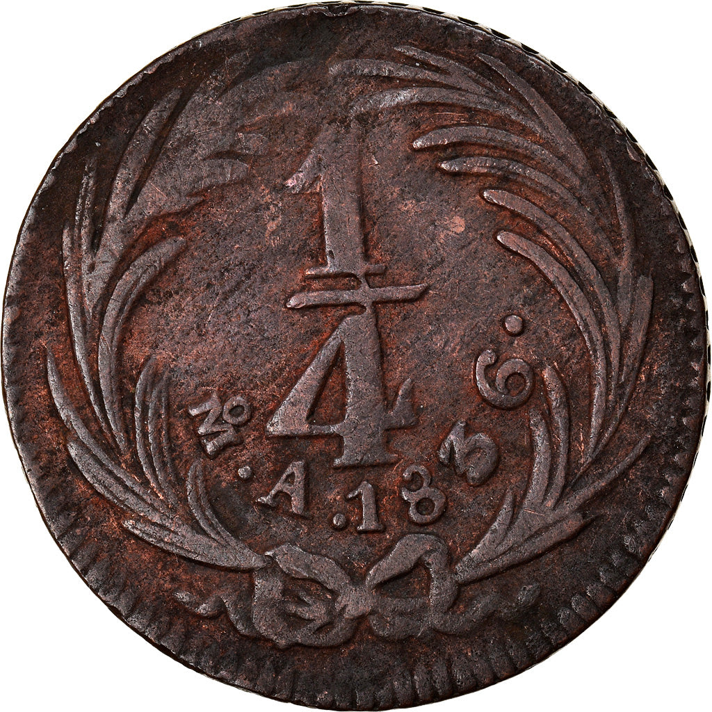 Coin, Mexico, 1/4 Real, Un Quarto/Una Quartilla, 1836, Mexico City, EF(40-45)