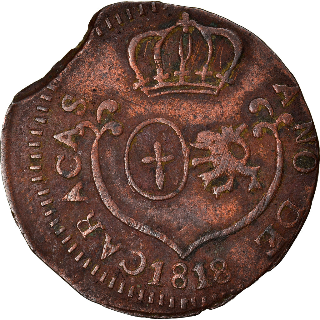 Coin, Venezuela, CARACAS, 1/4 Réal, 1818, EF(40-45), Copper, KM:2