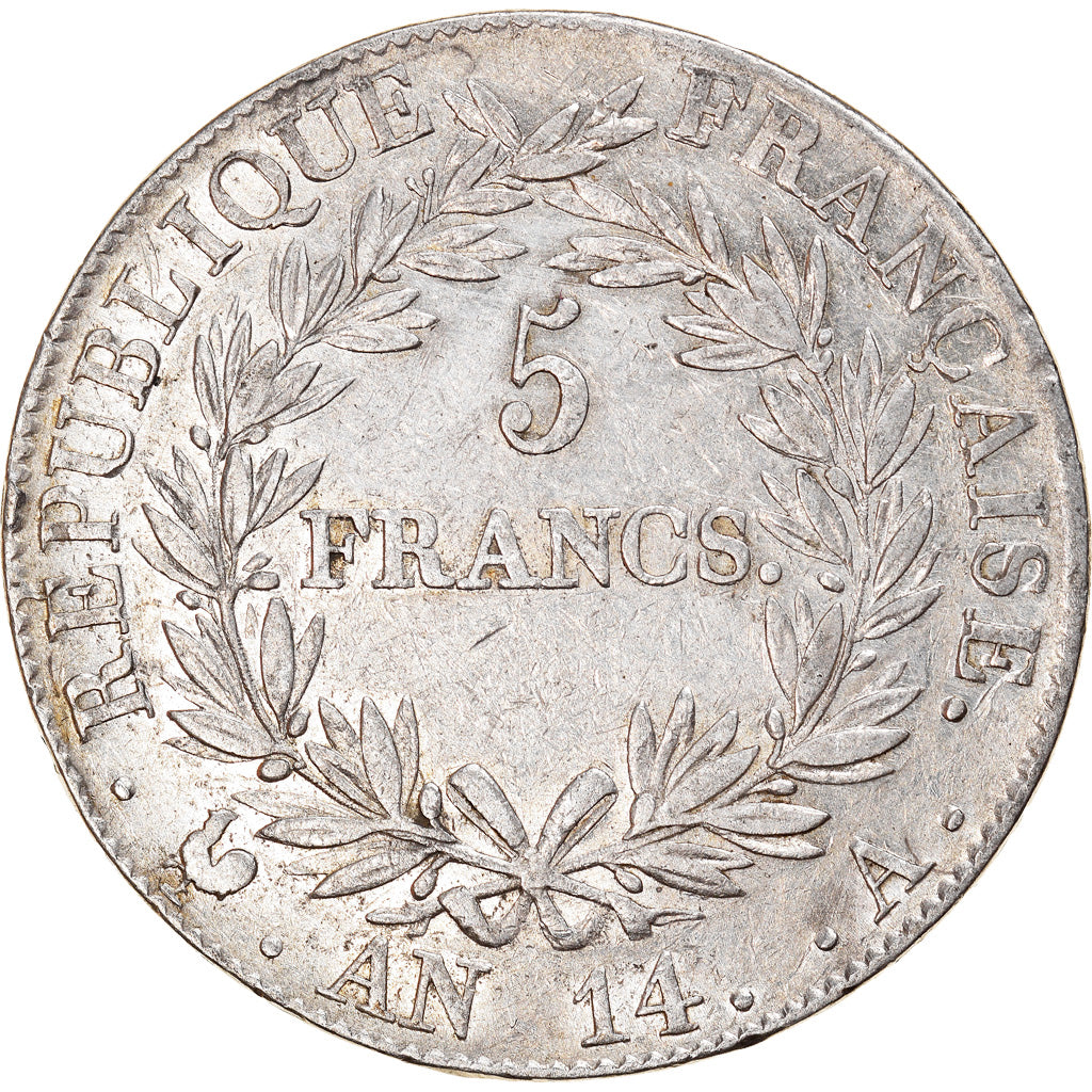Moneda, Francia, Napoléon I, 5 Francs, AN 14, Paris, MBC, Plata, KM:662.1