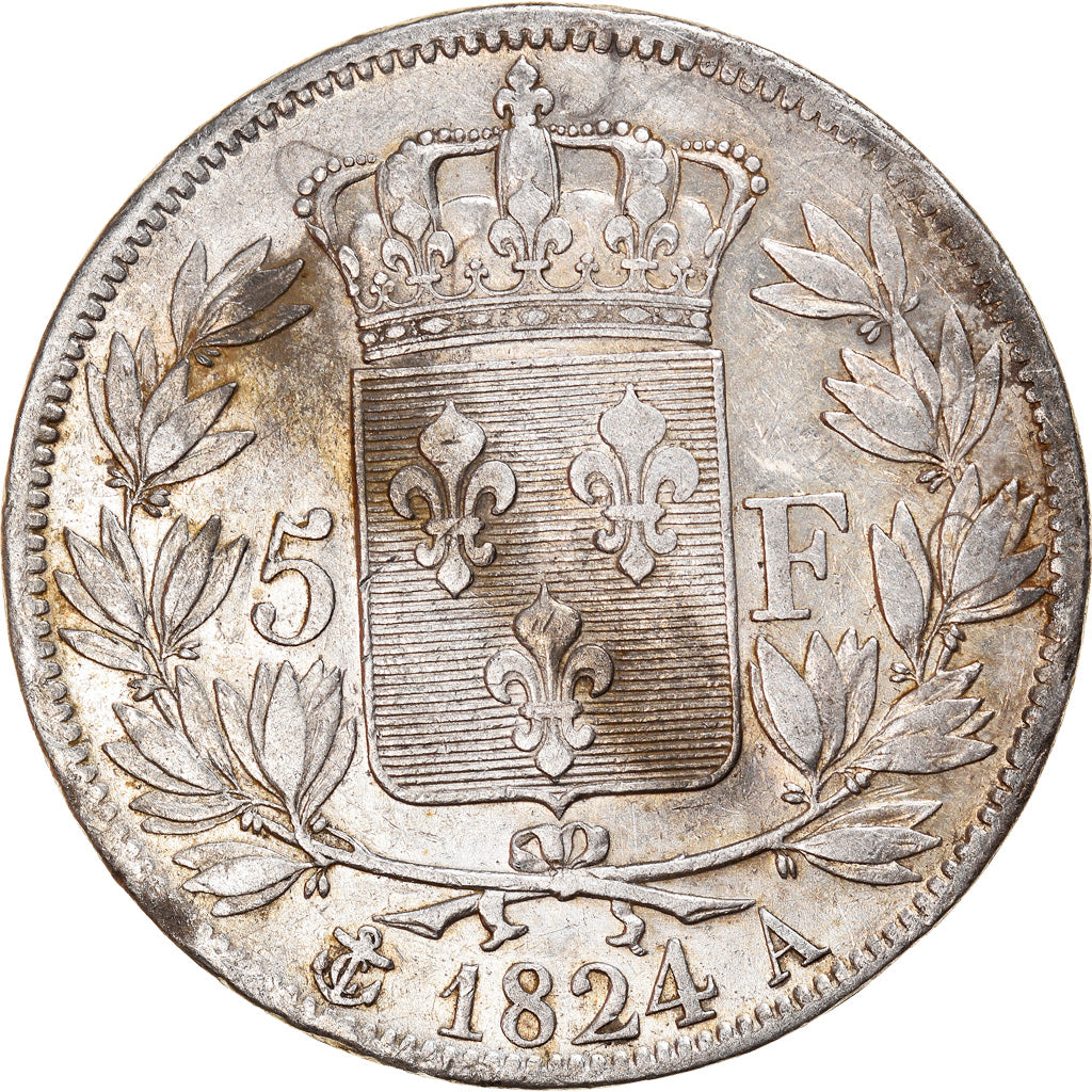 Münze, Frankreich, Louis XVIII, Louis XVIII, 5 Francs, 1824, Paris, SS, Silber