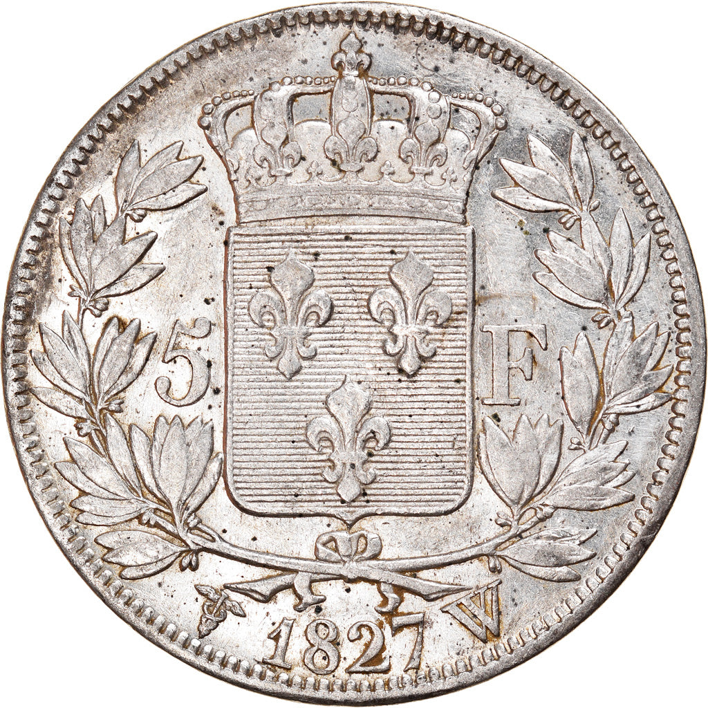 Munten, Frankrijk, Charles X, 5 Francs, 1827, Lille, ZF+, Zilver, KM:728.13