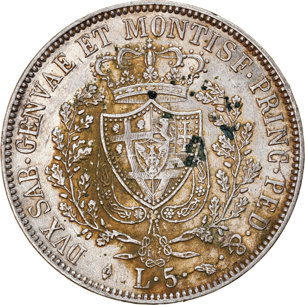 Moneta, STATI ITALIANI, SARDINIA, Carlo Felice, 5 Lire, 1830, Torino, MB+