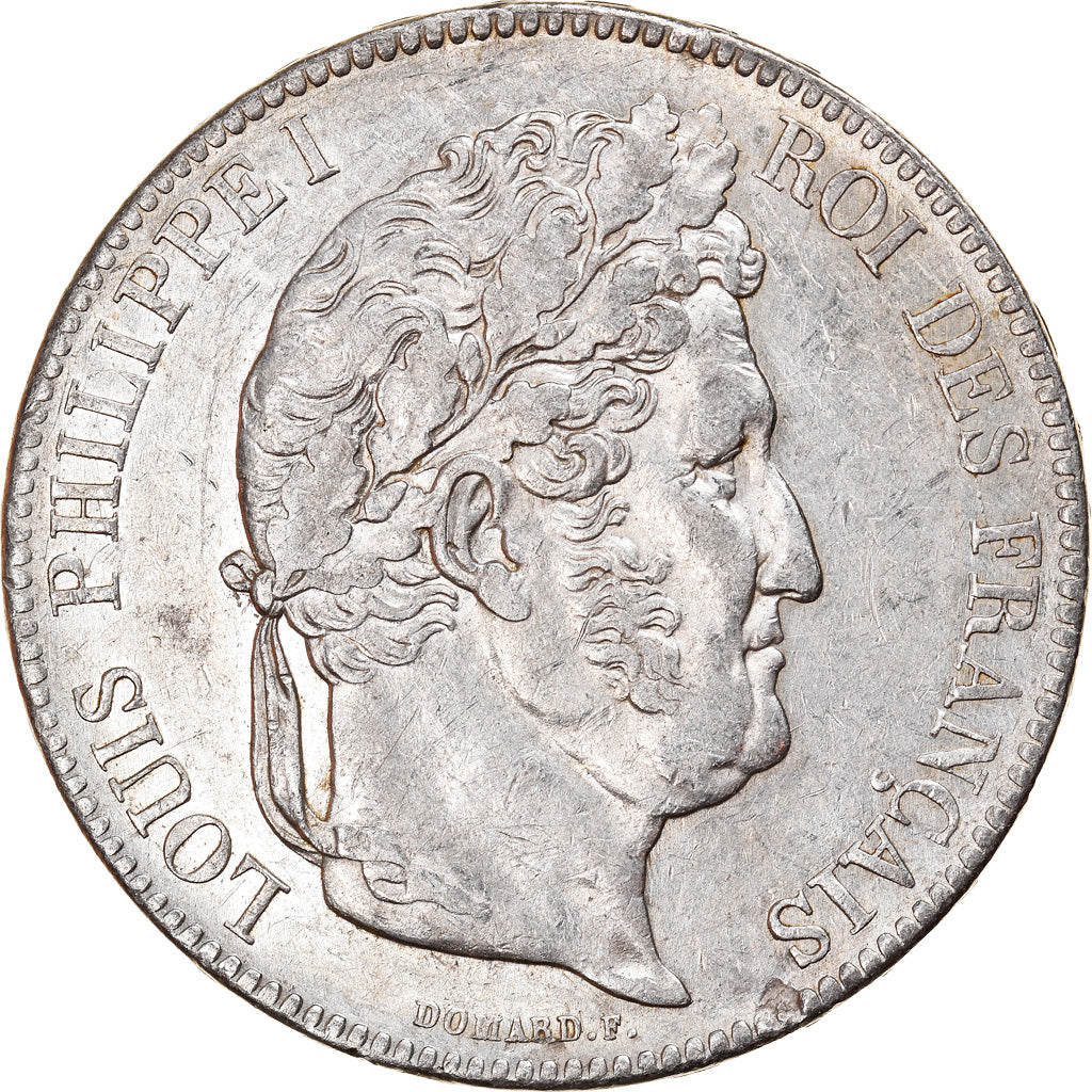 Coin, France, Louis-Philippe, 5 Francs, 1837, Strasbourg, EF(40-45), Silver