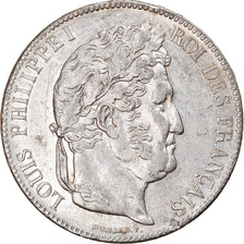 Coin, France, Louis-Philippe, 5 Francs, 1837, Strasbourg, EF(40-45), Silver