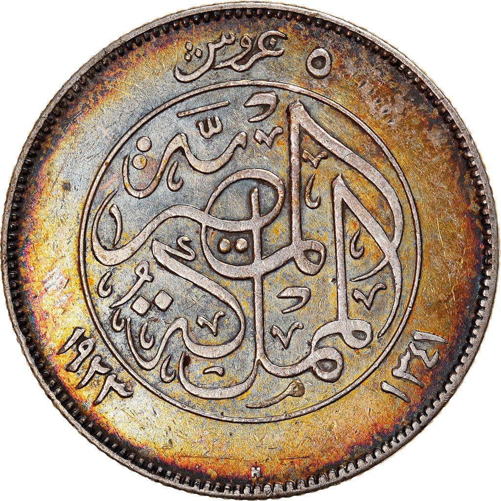 Coin, Egypt, Fuad I, 5 Piastres, 1923, EF(40-45), Silver, KM:336