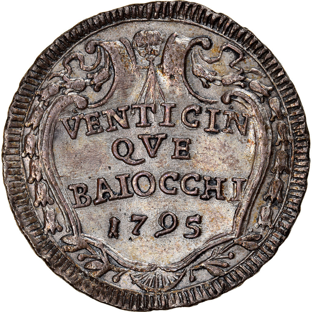 Münze, Italien Staaten, PAPAL STATES, Pius VI, Venticinque (25) Baiocchi, 1795