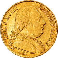 Coin, France, Louis XVIII, Louis XVIII, 20 Francs, 1814, Paris, AU(50-53), Gold