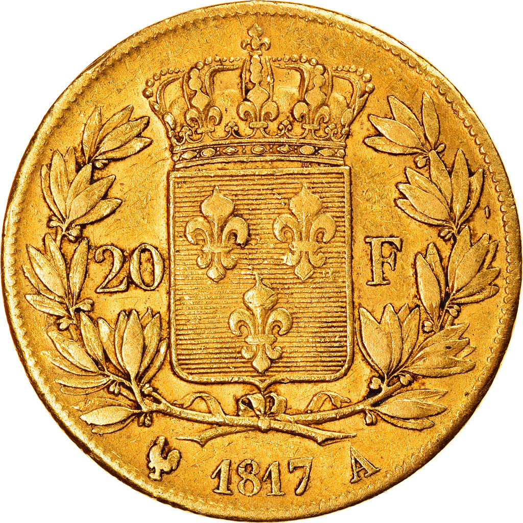 Munten, Frankrijk, Louis XVIII, 20 Francs, 1817, Paris, ZF, Goud, KM:712.1