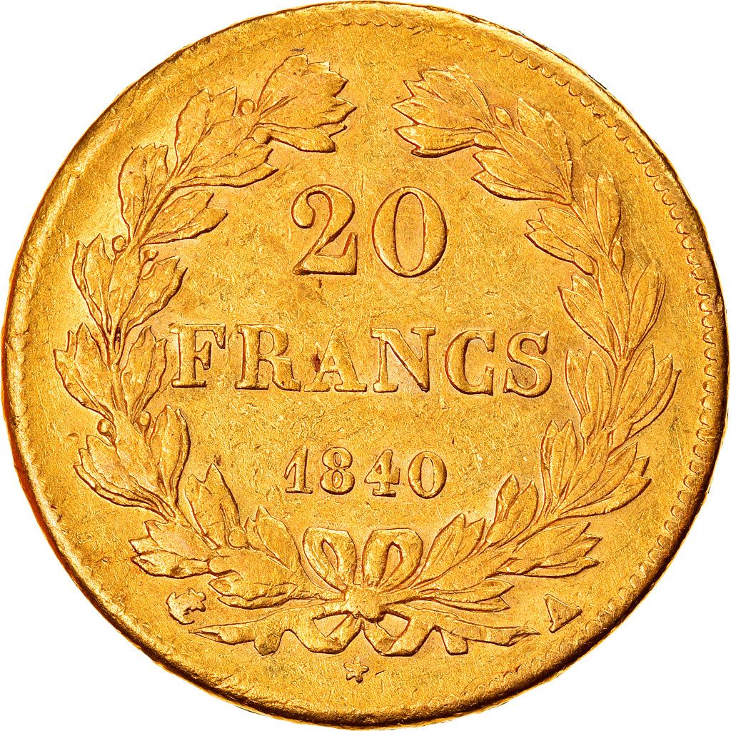 Moneta, Francja, Louis-Philippe, 20 Francs, 1840, Paris, EF(40-45), Złoto