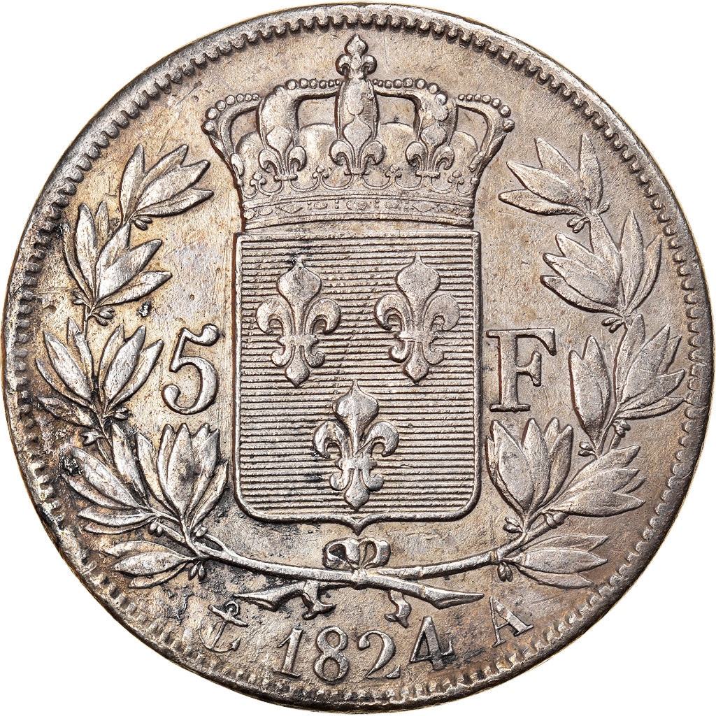 Moneta, Francja, Louis XVIII, Louis XVIII, 5 Francs, 1824, Paris, VF(30-35)