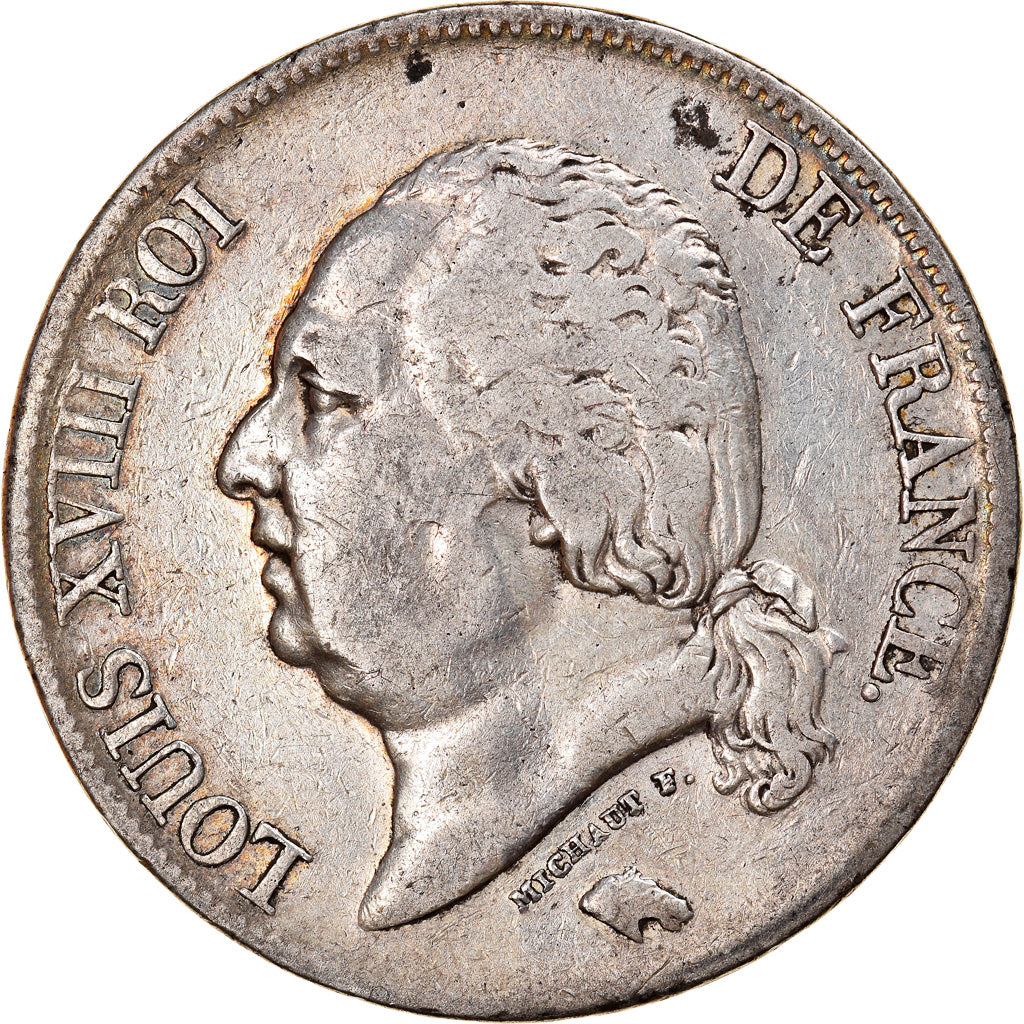 Munten, Frankrijk, Louis XVIII, 5 Francs, 1824, Lille, FR+, Zilver, KM:711.13