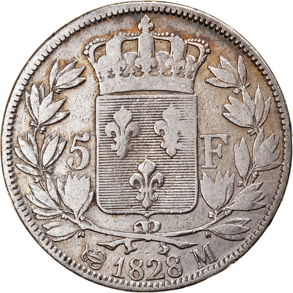 Munten, Frankrijk, Charles X, 5 Francs, 1828, Toulouse, FR, Zilver, KM:728.9