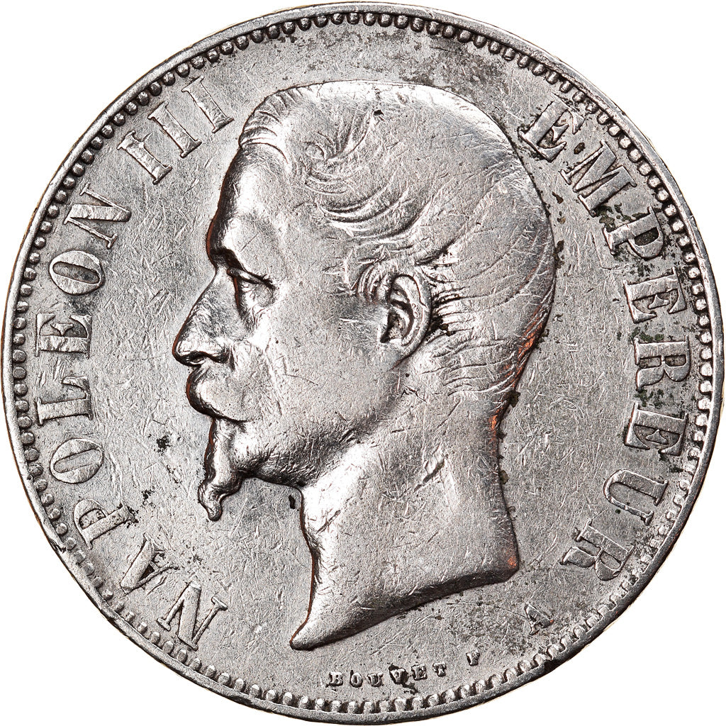 Moneta, Francja, Napoleon III, Napoléon III, 5 Francs, 1855, Paris, VF(20-25)