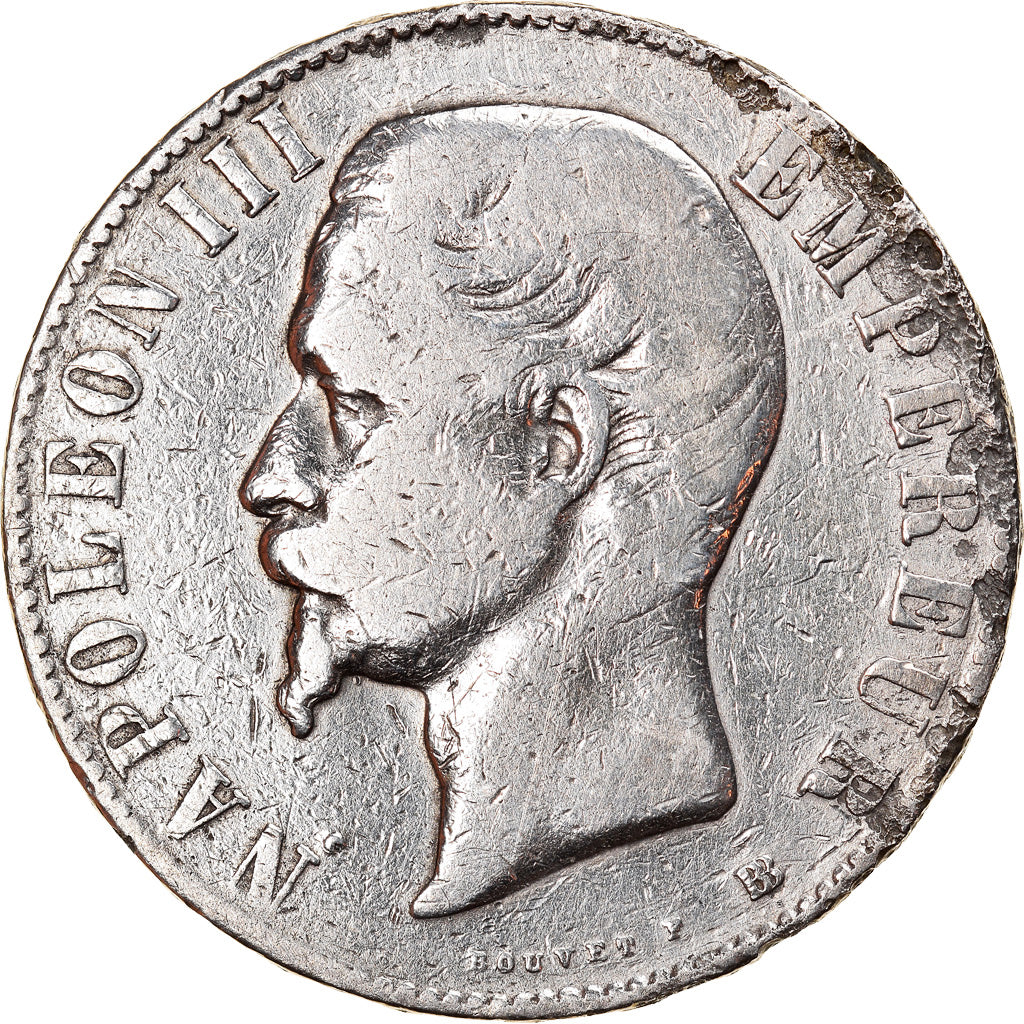 Moneda, Francia, Napoleon III, Napoléon III, 5 Francs, 1855, Strasbourg, BC