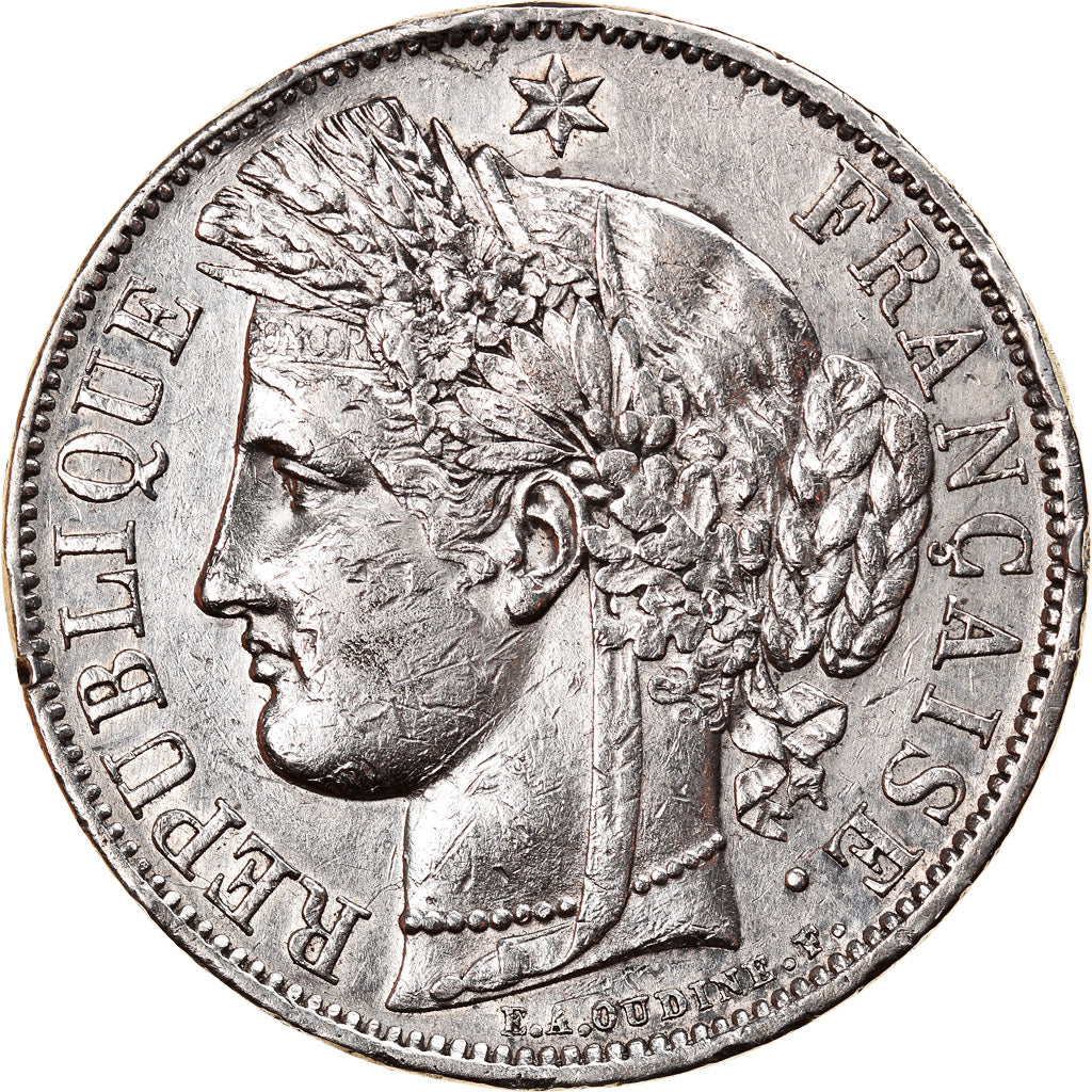 Coin, France, Cérès, 5 Francs, 1850, Strasbourg, EF(40-45), Silver, KM:761.2