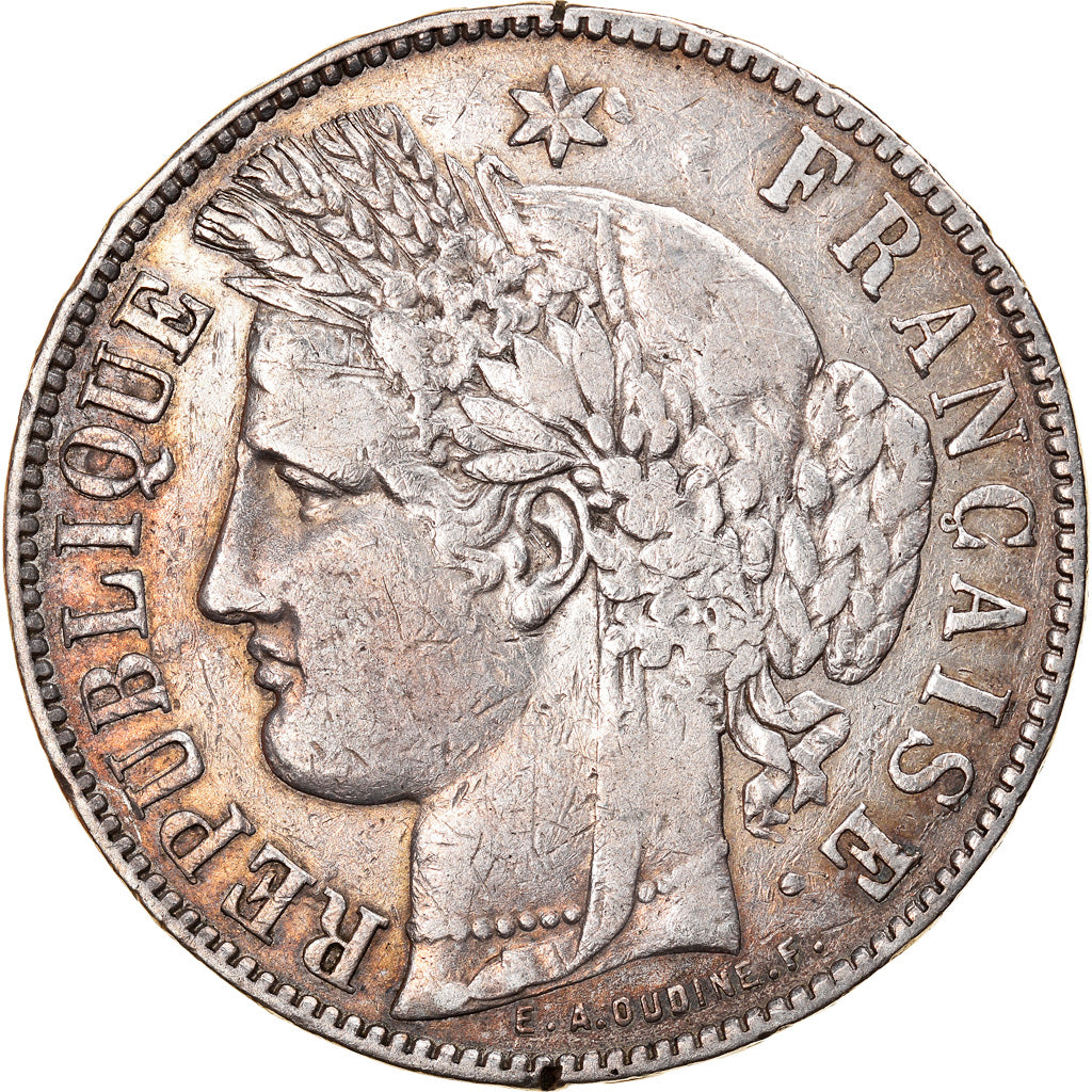 Coin, France, Cérès, 5 Francs, 1871, Bordeaux, VF(30-35), Silver, KM:818.2