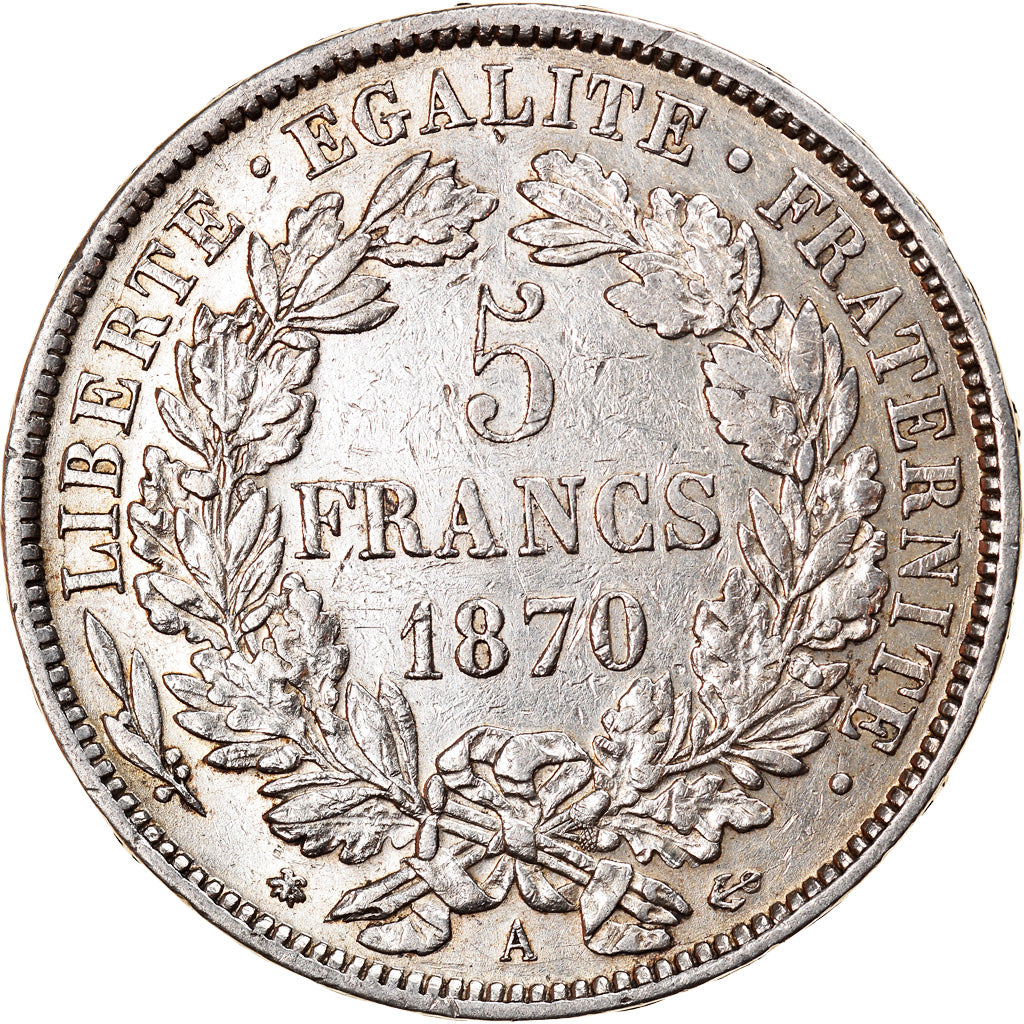 Coin, France, Cérès, 5 Francs, 1870, Paris, EF(40-45), Silver, KM:819