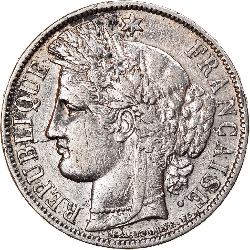 Moneta, Francia, Cérès, 5 Francs, 1870, Paris, MB+, Argento, KM:819