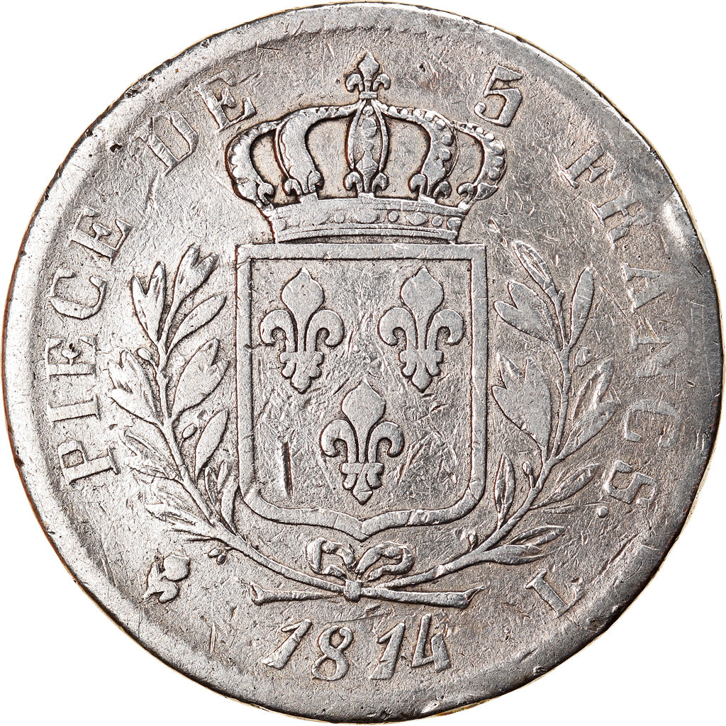 Coin, France, Louis XVIII, Louis XVIII, 5 Francs, 1814, Bayonne, F(12-15)