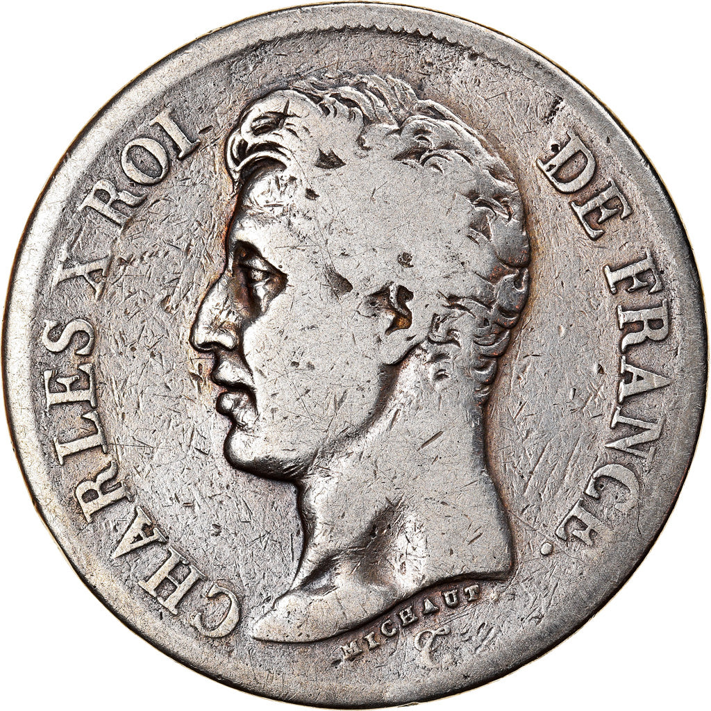 Moneda, Francia, Charles X, 5 Francs, 1826, Lille, BC, Plata, KM:720.13