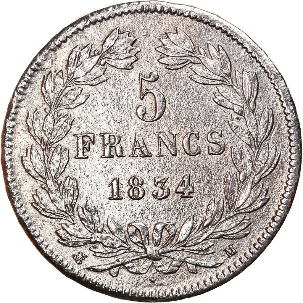 Coin, France, Louis-Philippe, 5 Francs, 1834, Toulouse, VF(30-35), Silver