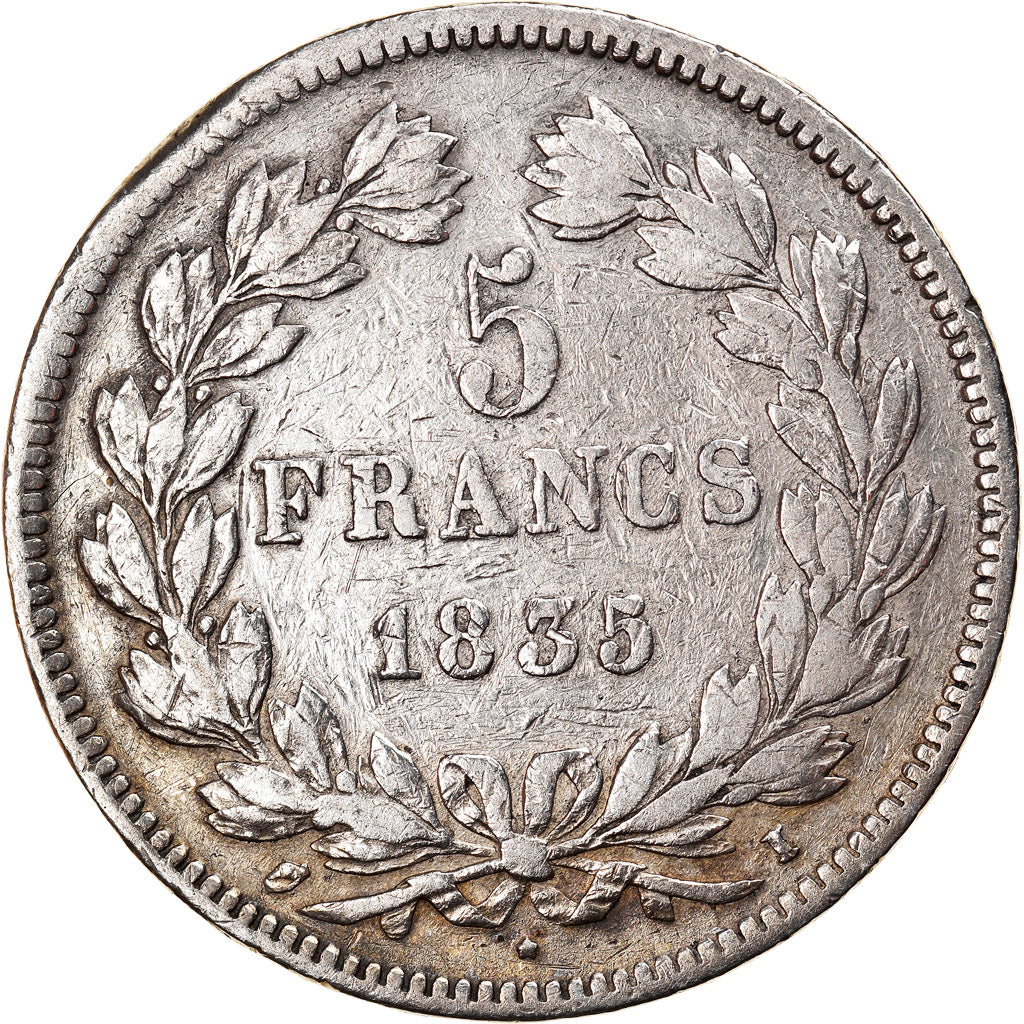 Moneta, Francia, Louis-Philippe, 5 Francs, 1835, Limoges, MB, Argento, KM:749.6