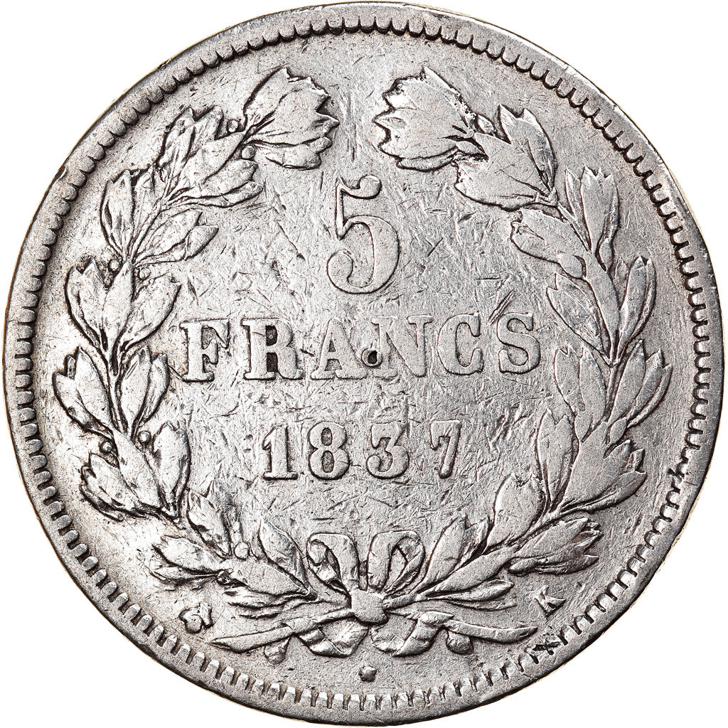 Monnaie, France, Louis-Philippe, 5 Francs, 1837, Bordeaux, TB, Argent, KM:749.7
