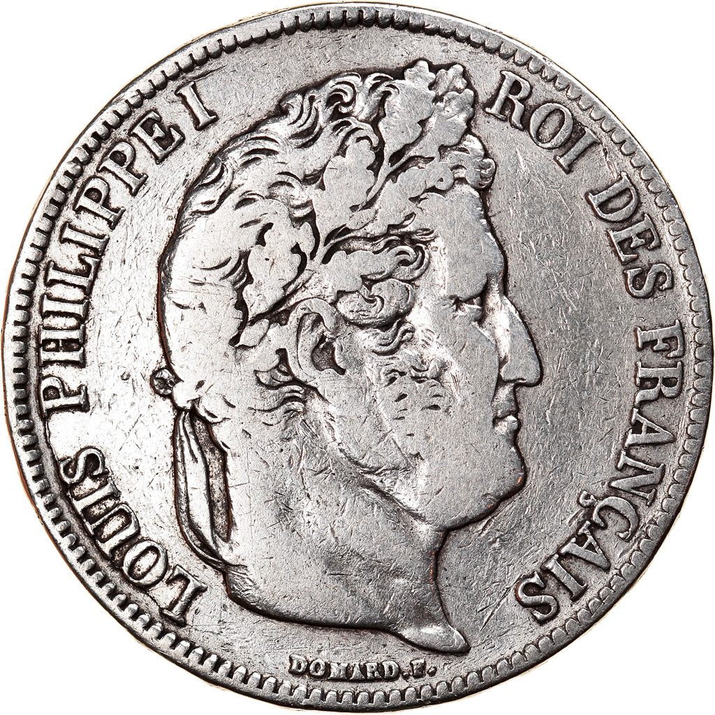 Moneta, Francia, Louis-Philippe, 5 Francs, 1837, Marseille, MB, Argento
