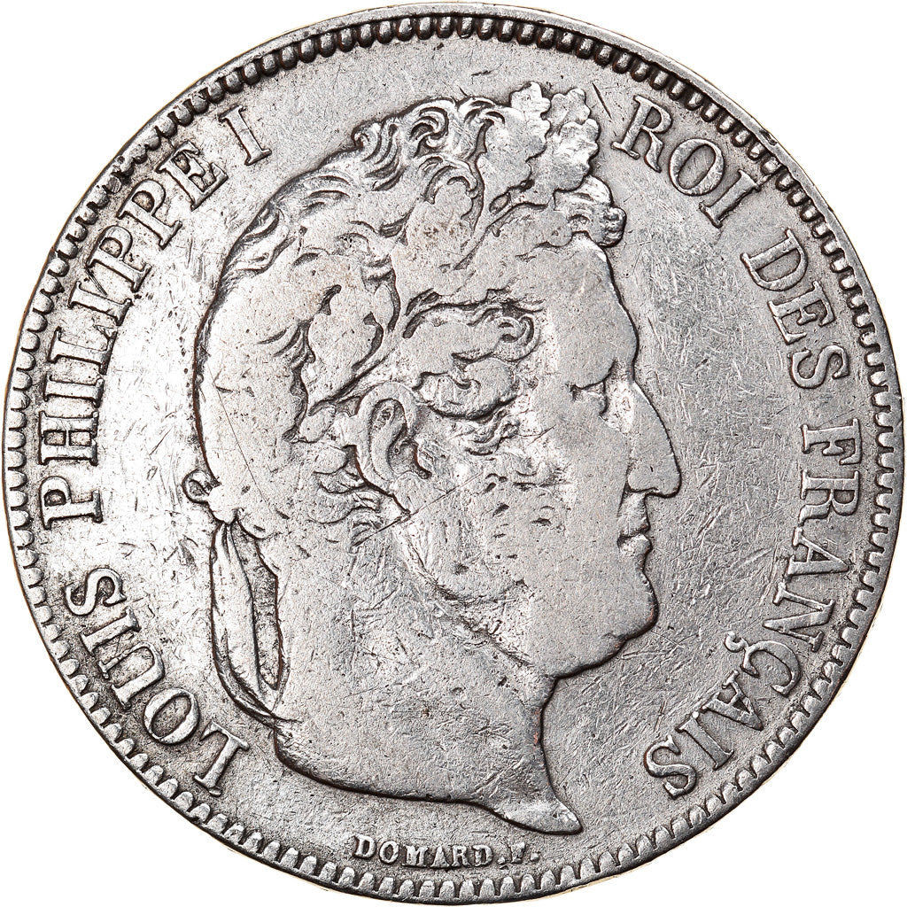 Coin, France, Louis-Philippe, 5 Francs, 1838, Bordeaux, VF(20-25), Silver