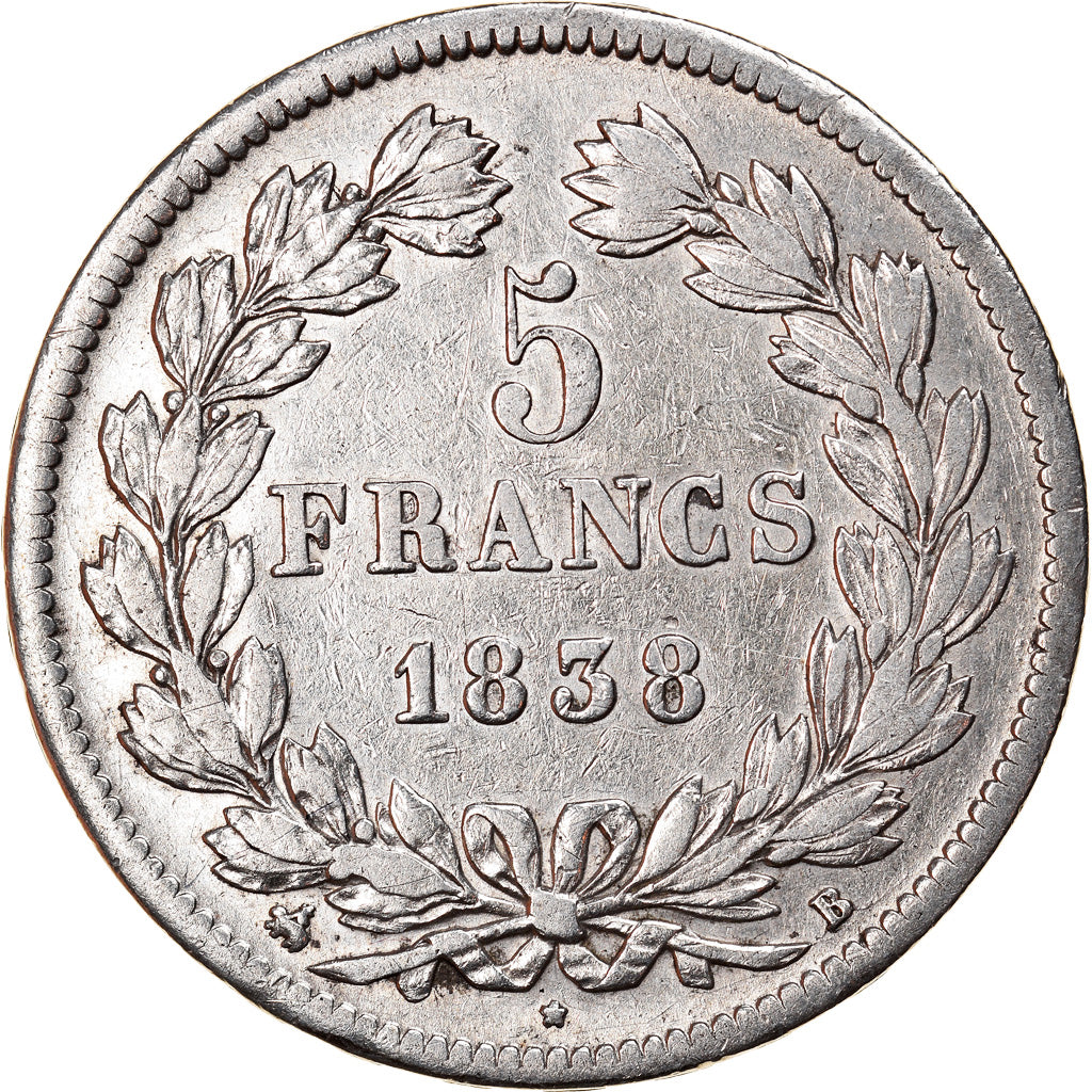Coin, France, Louis-Philippe, 5 Francs, 1838, Rouen, VF(30-35), Silver