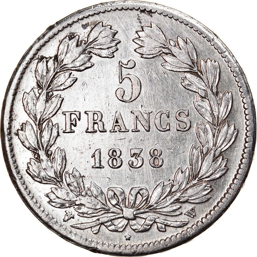 Moneta, Francia, Louis-Philippe, 5 Francs, 1838, Lille, BB+, Argento, KM:749.13