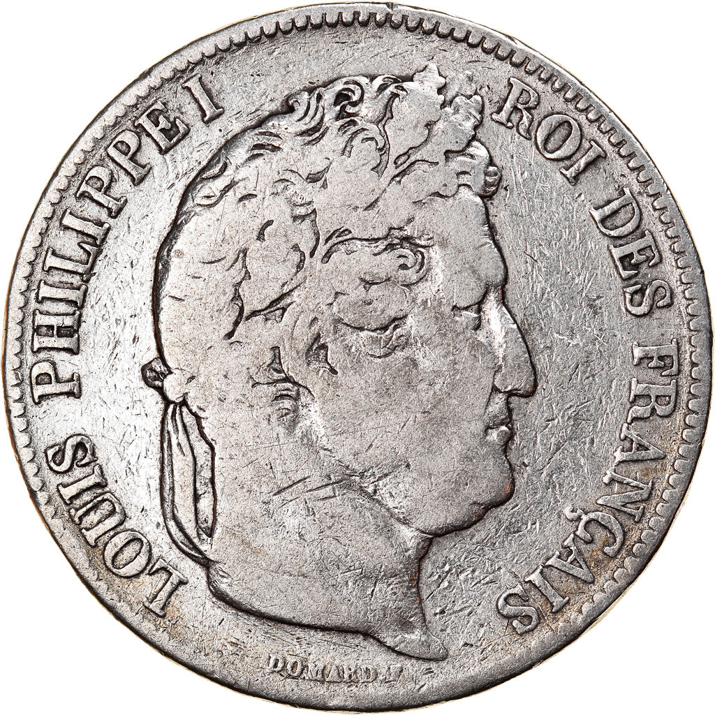 Coin, France, Louis-Philippe, 5 Francs, 1833, Bordeaux, F(12-15), Silver