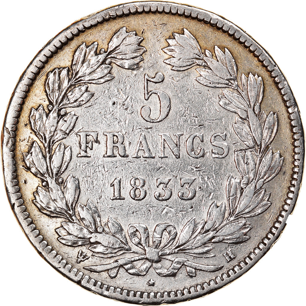 Coin, France, Louis-Philippe, 5 Francs, 1833, La Rochelle, VF(30-35), Silver