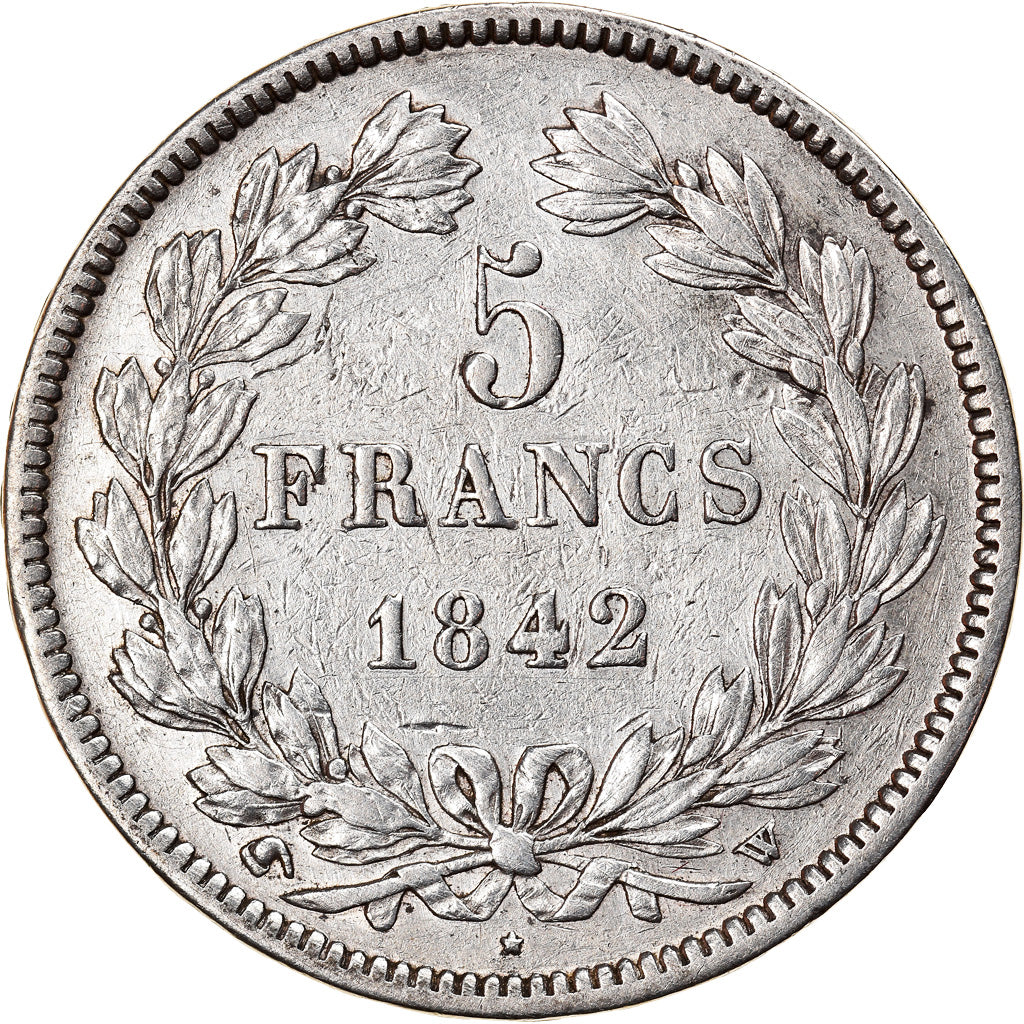 Moneta, Francia, Louis-Philippe, 5 Francs, 1842, Lille, BB, Argento, KM:749.13