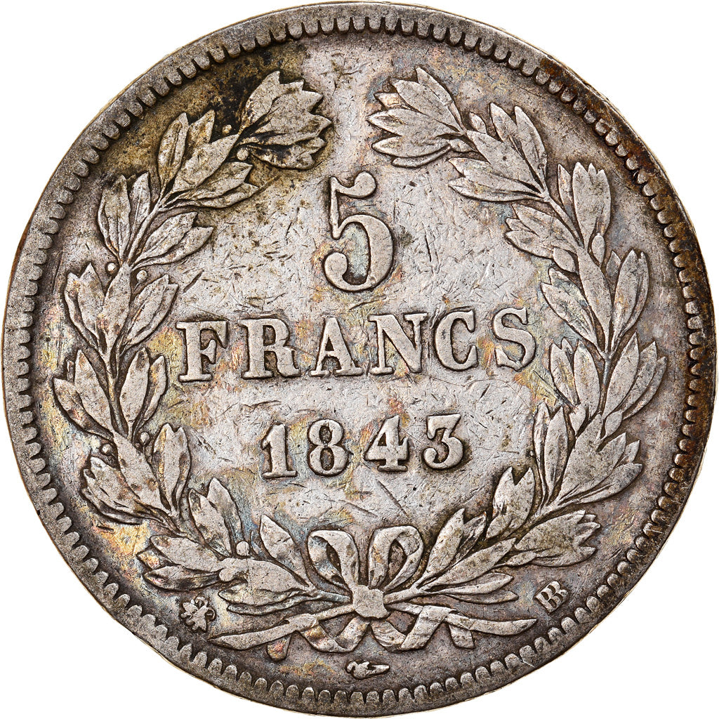 Coin, France, Louis-Philippe, 5 Francs, 1843, Strasbourg, VF(20-25), Silver
