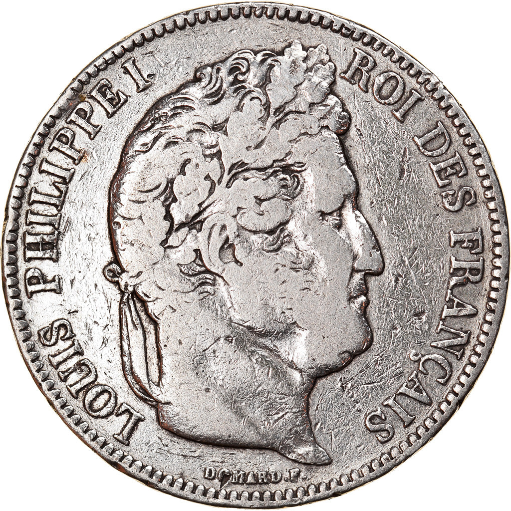 Moneta, Francia, Louis-Philippe, 5 Francs, 1843, Bordeaux, B+, Argento