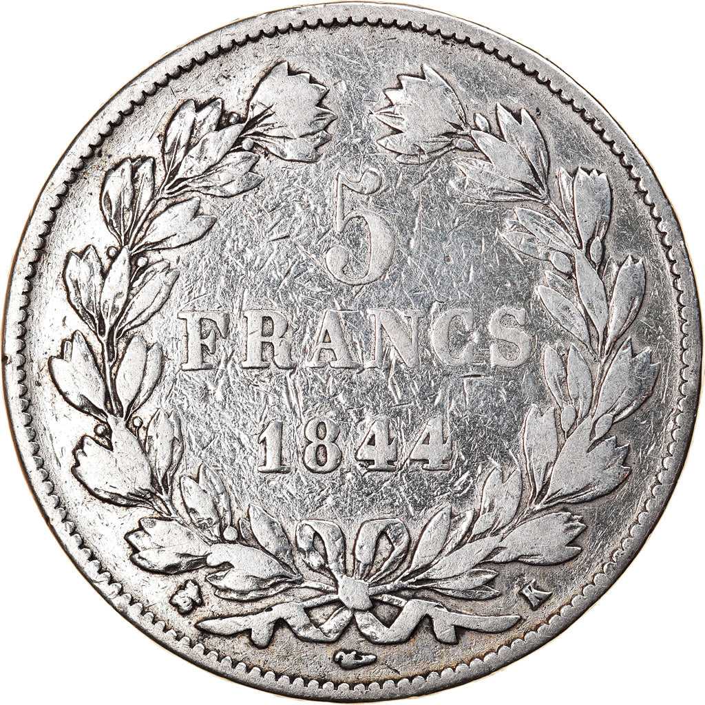 Coin, France, Louis-Philippe, 5 Francs, 1844, Bordeaux, VF(20-25), Silver