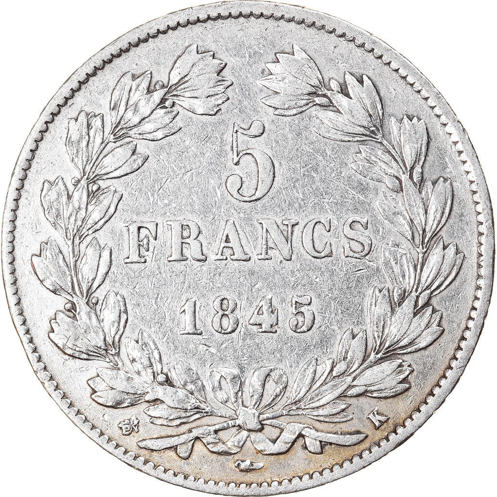 Coin, France, Louis-Philippe, 5 Francs, 1845, Bordeaux, VF(30-35), Silver